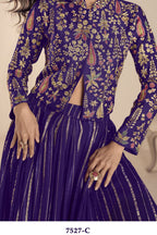Purple Vichitra Silk Long Sleeves Lehenga with Sequins Embroidery Work - hem and footwear detail