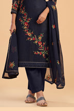 Blue Georgette Kameez with Pant For Indian Festivals & Weddings - Sequence Embroidery Work, Thread Embroidery Work, Zari Work - hem and footwear detail