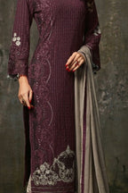 Purple Brown Georgette Kameez With Pant For Wedding & Festival - Embroidery Work 1600 RTS - detail view
