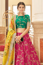 Pink Art Silk Lehenga Choli For Indian & Pakistani Wedding Festival - Sequins & Thread Embroidery Work, Dori Work, Zari Work - close-up view