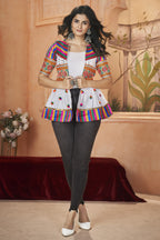 White Cotton Kediya For Navratri Garba Festivals Jeans & T-Shirt NOT Included - Embroidery Work