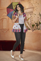 White Cotton Kediya For Navratri Garba Festivals Jeans & T-Shirt NOT Included - Embroidery Work