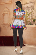 White Cotton Kediya For Navratri Garba Festivals Jeans & T-Shirt NOT Included - Embroidery Work