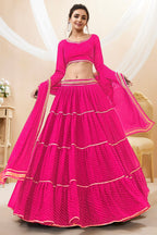 Pink Georgette Lehenga Choli For Indian & Pakistani Wedding Festival - Print Work