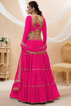 Pink Georgette Lehenga Choli For Indian & Pakistani Wedding Festival - Print Work
