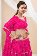 Pink Georgette Lehenga Choli For Indian & Pakistani Wedding Festival - Print Work