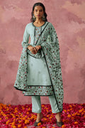 Turquoise Georgette Kameez With Pant For Indian & Pakistani Wedding Festival - Embroidery Work