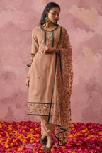 Brown Georgette Kameez With Pant For Indian & Pakistani Wedding Festival - Embroidery Work