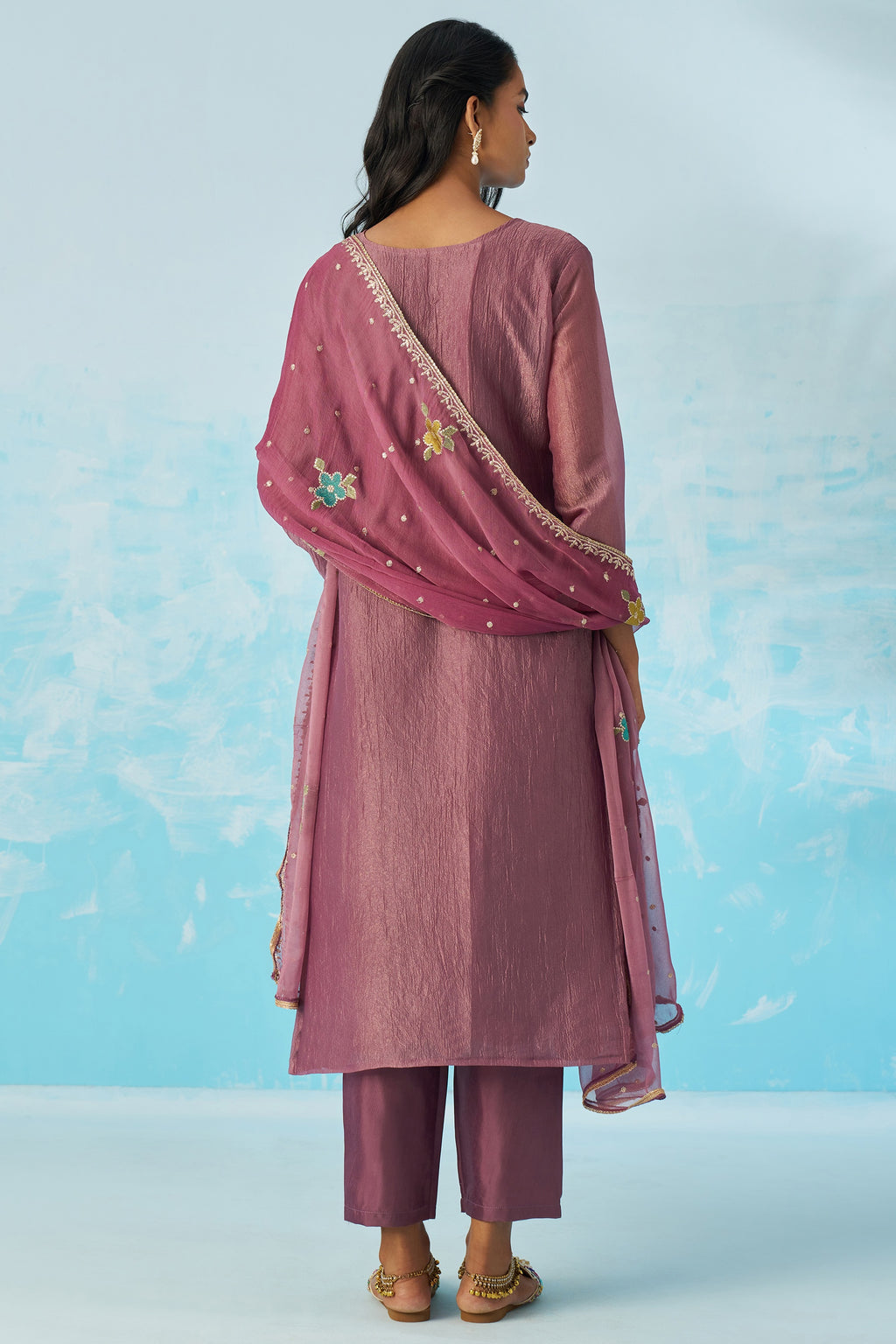Purple Crush Fabric Kameez With Pant For Indian & Pakistani Wedding Festival - Thread & Sequence Embroidery
