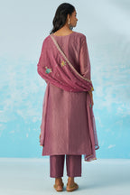 Purple Crush Fabric Kameez With Pant For Indian & Pakistani Wedding Festival - Thread & Sequence Embroidery