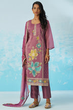 Purple Crush Fabric Kameez With Pant For Indian & Pakistani Wedding Festival - Thread & Sequence Embroidery