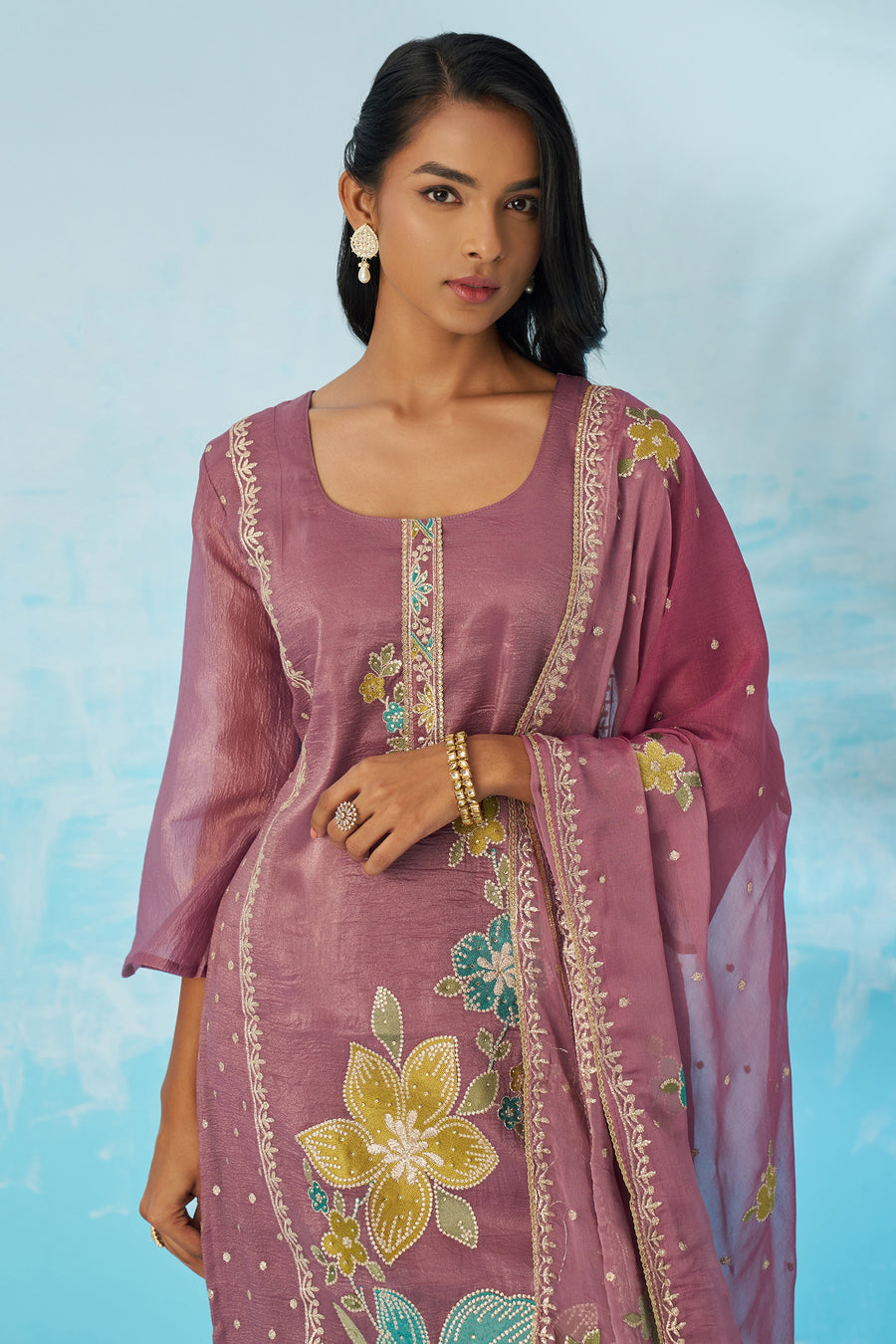 Purple Crush Fabric Kameez With Pant For Indian & Pakistani Wedding Festival - Thread & Sequence Embroidery