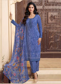 Blue Embroidered Pakistani Pant Suit HATKEBRIDE