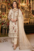 Off White Chiffon Kameez with Pant For Weddings - Sequins Embroidery Work