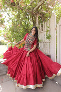 Red Kutchi Patchwork Chaniya Choli for Navratri