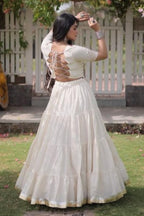 White Kutchi Patchwork Chaniya Choli for Navratri