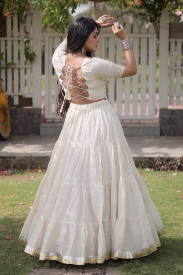 White Kutchi Patchwork Chaniya Choli for Navratri