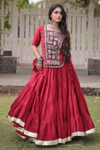Red Kutchi Patchwork Chaniya Choli for Navratri