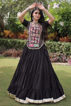 Black Chaniya Choli for Navratri with Kutchi Patchwork