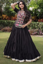 Black Chaniya Choli for Navratri with Kutchi Patchwork