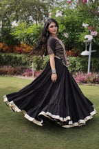 Black Chaniya Choli for Navratri with Kutchi Patchwork