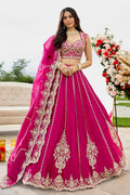 Pink Premium Silk Floral Lehenga Choli for Wedding - Zari, Resham, Thread & Sequins Work