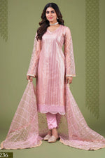 Baby Pink Net Kameez with Pant Indian Attire for Women with Zari Work