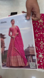 Pink Redish Georgette Anarkali Gown for Sangeet & Indian Wedding Outfits - Embroidery Work