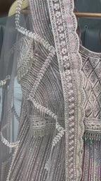 Lavender Net Lehenga Choli For Indian Festivals & Pakistani Weddings Dress - Mirror Work, Sequence Embroidery Work, Zarkan Work