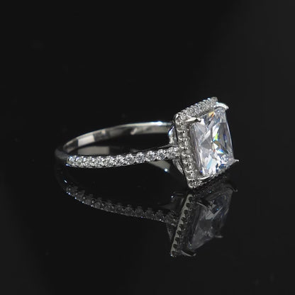 Luxury Princess Square Clear CZ Rings For Women - Classic 925 Sterling Silver Romantic Wedding Accessories Jewelry