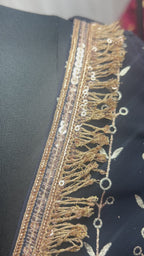 Navy Blue Georgette Lehenga Choli For Indian Festivals & Weddings - Thread Embroidery Work, Foil Mirror Work