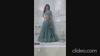 Sky Blue Net Embroidered Lehenga Choli For Indian Festival & Weddings - Embroidery Work, Real Mirror Work
