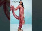 Coral Crush Fabric Kameez With Pant For Indian & Pakistani Wedding Festival - Thread & Sequence Embroidery