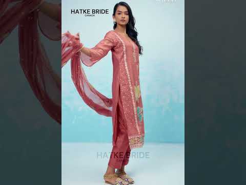 Coral Crush Fabric Kameez With Pant For Indian & Pakistani Wedding Festival - Thread & Sequence Embroidery