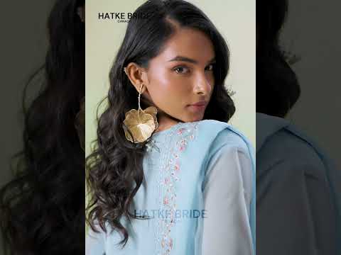 Light Blue Organza Silk Kameez With Pant For Indian & Pakistani Wedding Festival - Thread Embroidery Work, Moti Work, Hand Work