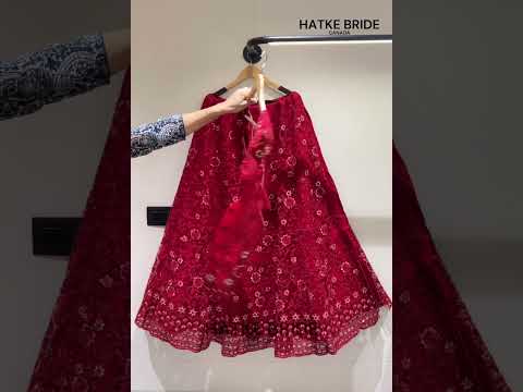 Red Net Lehenga Choli For Indian & Pakistani Wedding Festival - Embroidery Work