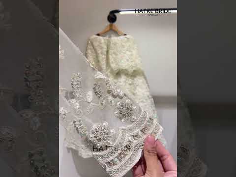 Ivory Net Lehenga Choli For Indian & Pakistani Wedding Festival - Embroidery Work