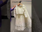 Off White Net Lehenga Choli For Wedding Guest in Indian Festivals & Pakistani Weddings Dress - Thread Embroidery Work, Stone Work