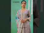 Brownish Grey Organza Silk Kameez With Pant For Indian & Pakistani Festival - Thread Embroidery Work, Print Work