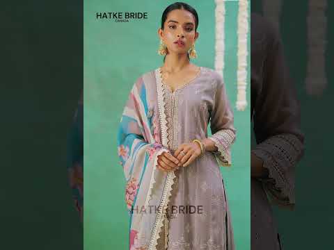 Brownish Grey Organza Silk Kameez With Pant For Indian & Pakistani Festival - Thread Embroidery Work, Print Work