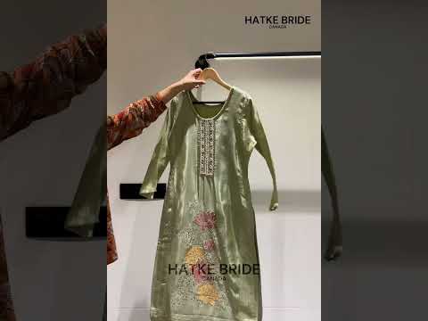Olive Shimmer Silk Embroidered Pakistani Dress Kameez and Pant