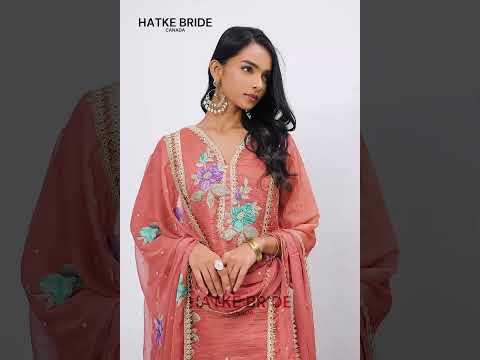 Rust Crush Silk Straight Suit Kameez With Pant For Indian & Pakistani Wedding Festival - Embroidery Work