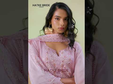 Pink Organza Silk Kameez With Pant For Indian & Pakistani Wedding Festival - Thread Embroidery Work, Moti Work, Hand Work