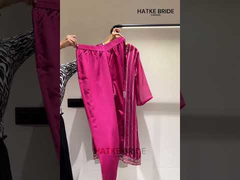 Sangeet Dress for Women - Hot Pink Organza Kameez Pant with Embroidery Work