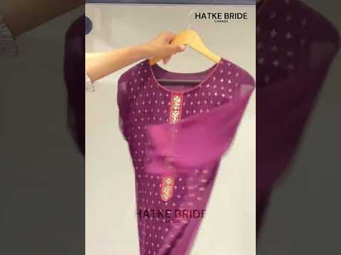 Wine Georgette Kameez With Pant For Indian & Pakistani Wedding Festival - Thread Embroidery Work