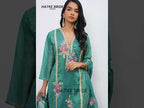 Green Crush Silk Straight Suit Kameez With Pant For Indian & Pakistani Wedding Festival - Embroidery Work