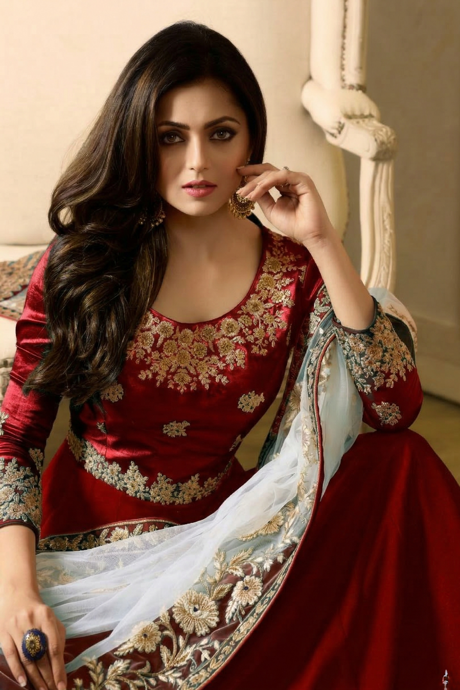 Red Georgette Anarkali Suits Indian Dresses For Marriage - Embroidery Work