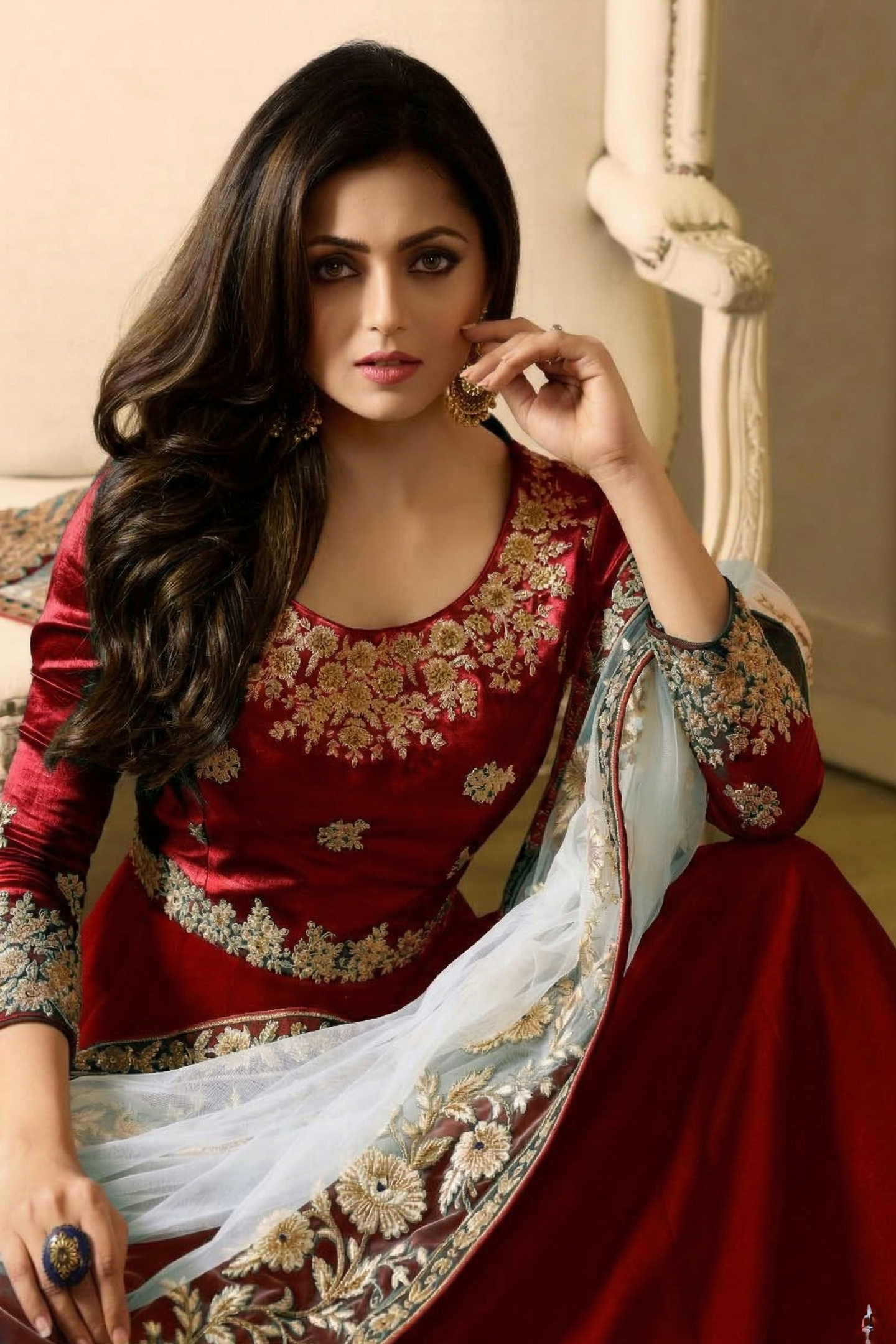 Red Georgette Anarkali Suits Indian Dresses For Marriage - Embroidery Work RTS