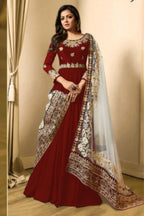 Black Pakistani Georgette Anarkali Gown For Wedding & Festival - Embroidery Work