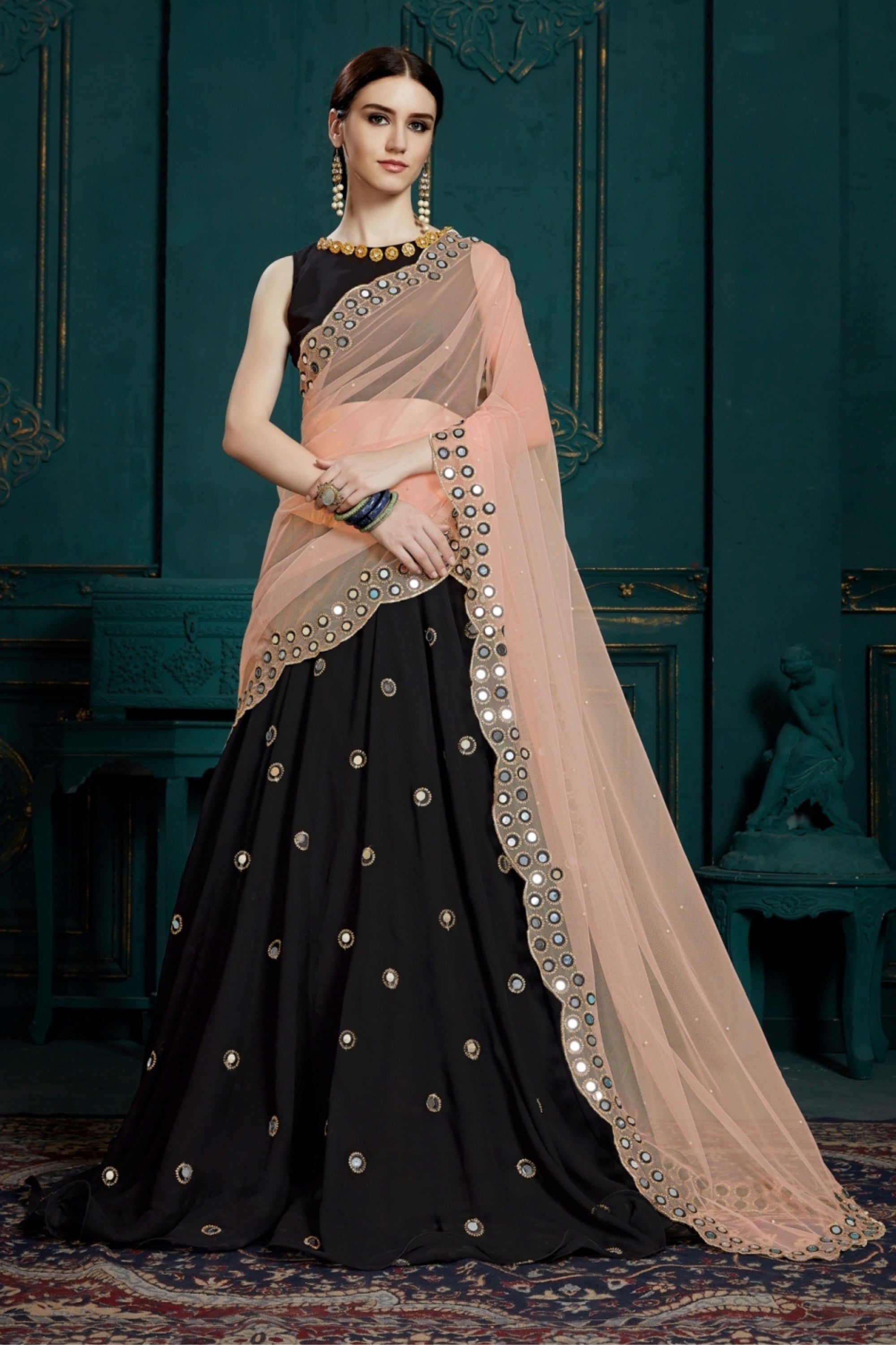 Buy Black Banarasi Silk Lehenga Choli for Women, Ready to Wear Stitched  Lengha Choli for Party by Infinity Export Online at Best Price | Distacart